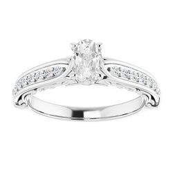 Antique Style Oval Old Cut Diamond Ring Surface Prong Set 4 Carats