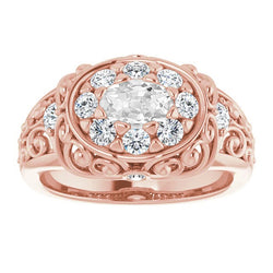 Antique Style Oval Old Miner Natural Earth Mined Diamond Ring 5.50 Carats Rose Gold