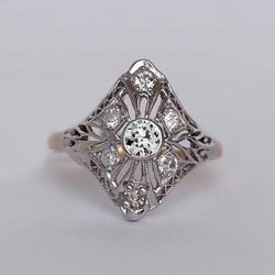 Genuine   Antique Style Round Bezel Set Old Mine Cut Diamond Ring 1 Carat