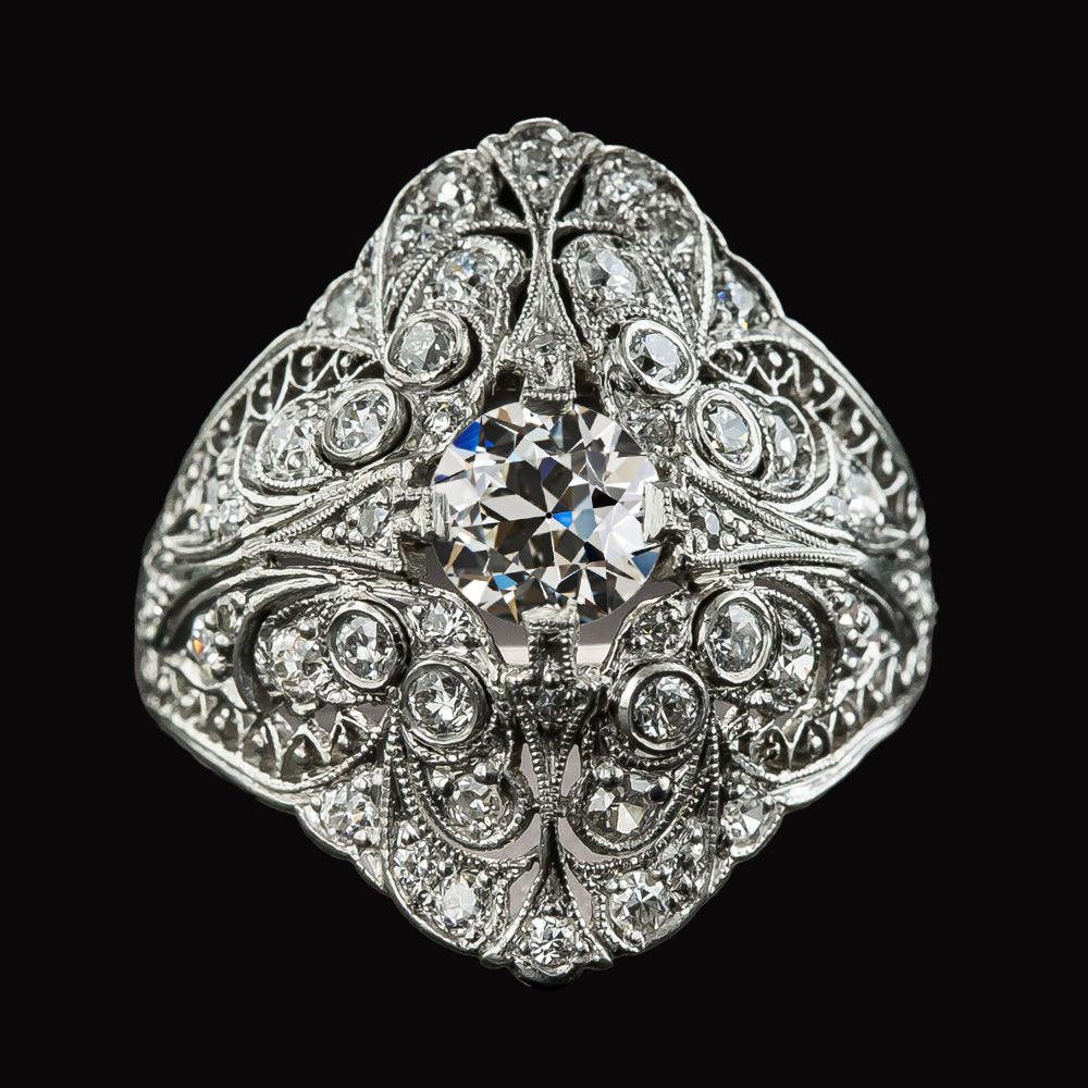 Round Old European Diamond Fancy Ring