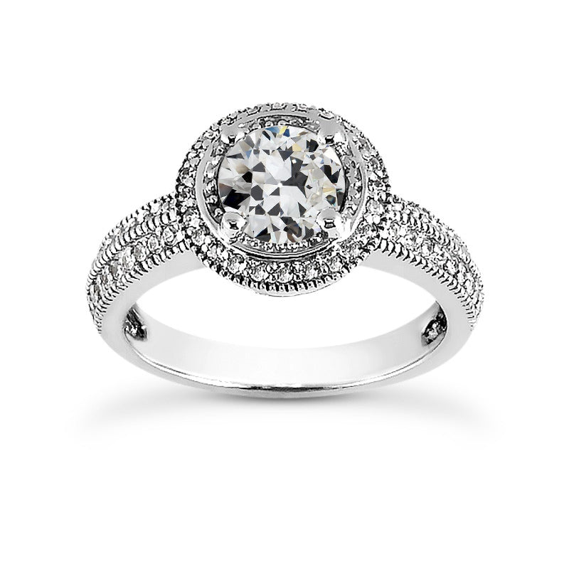 Antique Style Round Old Cut Diamond Halo Ring