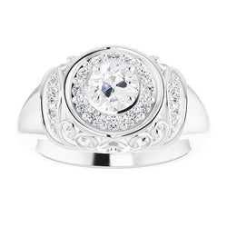 Antique Style Round Old Cut Natural Earth Mined Diamond Ring Thick Shank 2.75 Carats