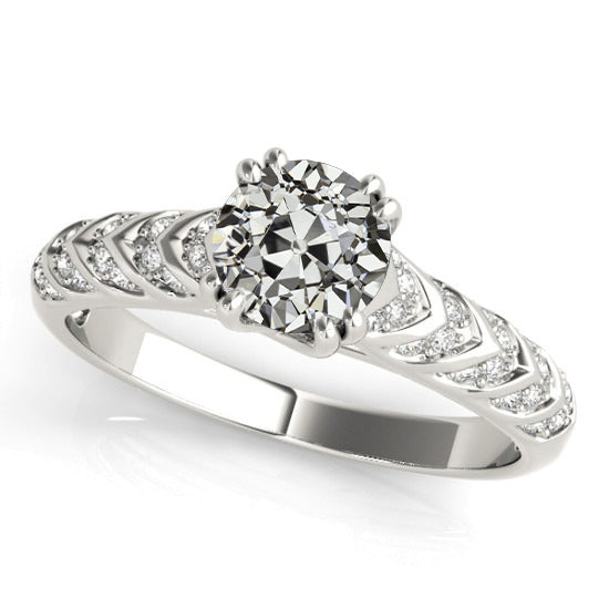 Antique Style Wedding Anniversary  Round Old Cut Diamond Ring