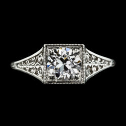 Antique Style Round Old Cut Natural Earth Mined Diamond Solitaire Ring 2 Carats Filigree