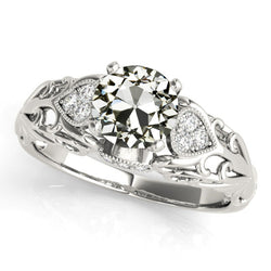 Antique Style Round Old Miner Real Natural Earth Mined Diamond Wedding Ring 4 Carats