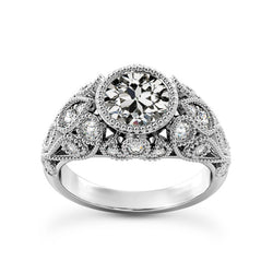 Antique Style Round Old Miner Real Natural Earth Mined Diamond Wedding Ring 4 Carats Jewelry