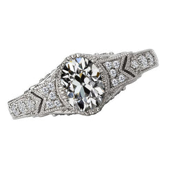Genuine   Antique Style Round & Oval Old Miner Diamond Ring Milgrain 4.50 Carats