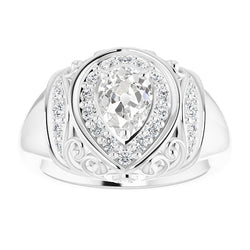 Antique Style Round & Pear Old Cut Natural Earth Mined Diamond Ring Gold 3.75 Carats