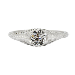 Antique Style Solitaire Old Miner Real Natural Earth Mined Diamond Ring 2 Carats Filigree Shank