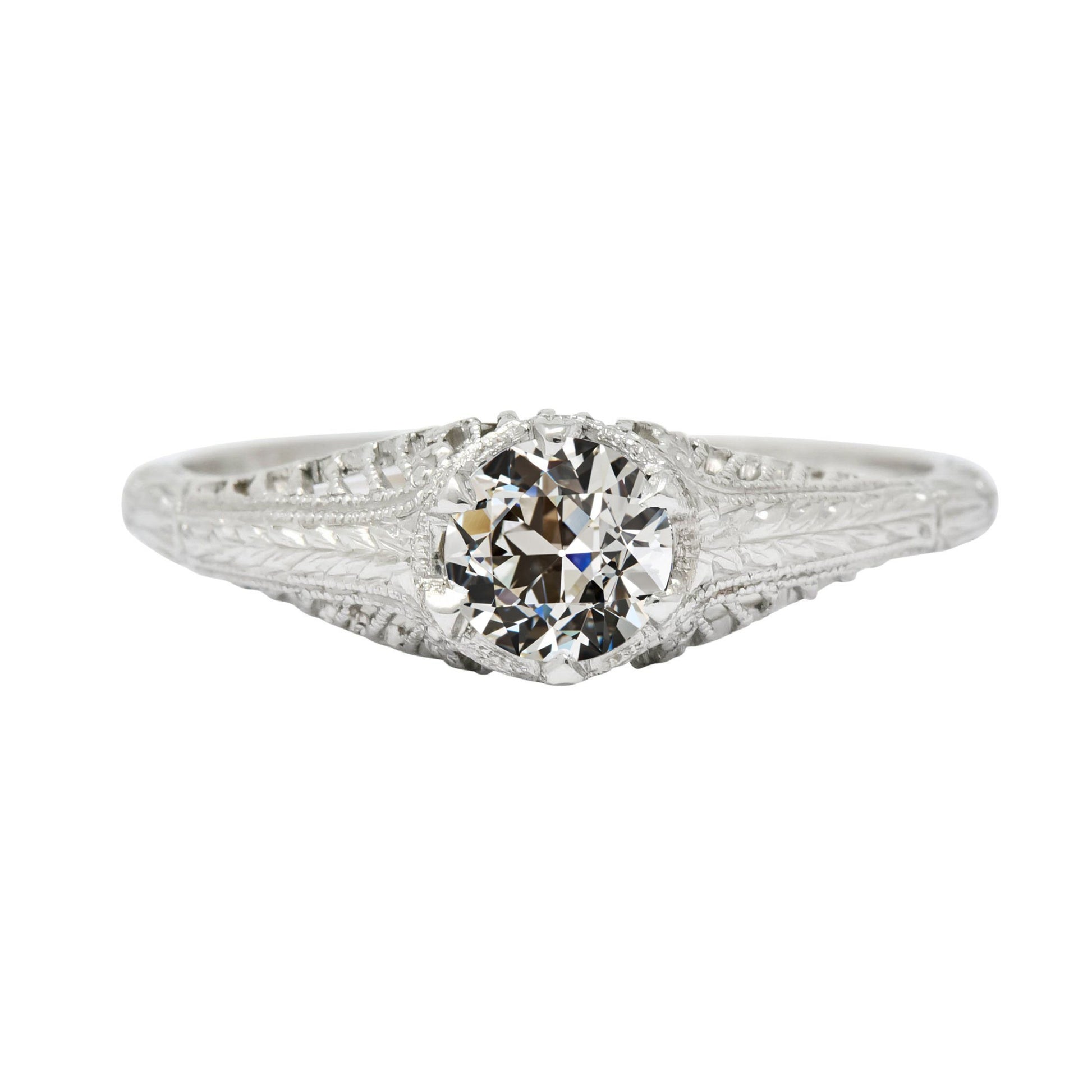 Antique Style Solitaire Old Miner Diamond Ring