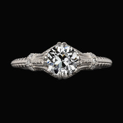 Antique Style Solitaire Ring Old Cut Natural Earth Mined Diamond Double Prong Set 2 Carats