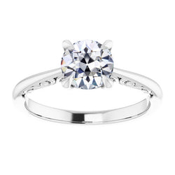 Antique Style Solitaire Ring Round Old Mine Cut Diamond 2 Carats