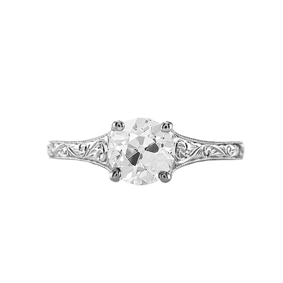 Antique Style  Lady’s White Gold Round Anniversary Solitaire Diamond Ring 