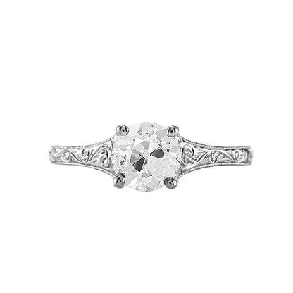Antique Style  Lady’s White Gold Round Anniversary Solitaire Diamond Ring 