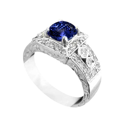 natural round tanzanite 2.75ct ring front view
