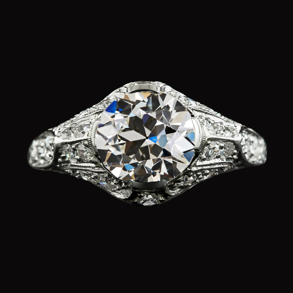 Antique Style White Shinny Old European wedding Ring