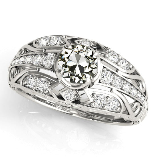 Antique Style Wedding Ring Old Miner Diamond