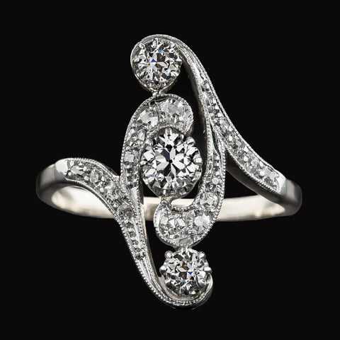 Antique Style Wedding Round Old Mine Cut Diamond Ring 