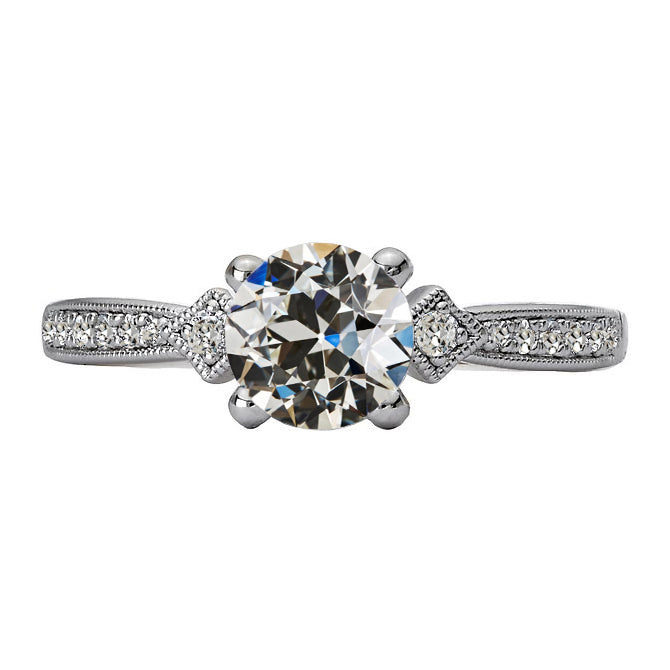 Antiques Style Old Miner Diamond Ring White Gold