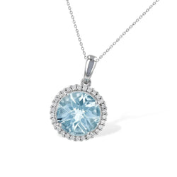 Aquamarine 14.35 Carat Diamond Pendant Necklace White Gold 14K