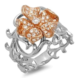 Real  Art Nouveau Jewelry New Diamond Engagement Fancy Ring Two Tone Gold