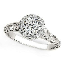 Art Nouveau Jewelry New Halo Natural Earth Mined Diamond Engagement Ring