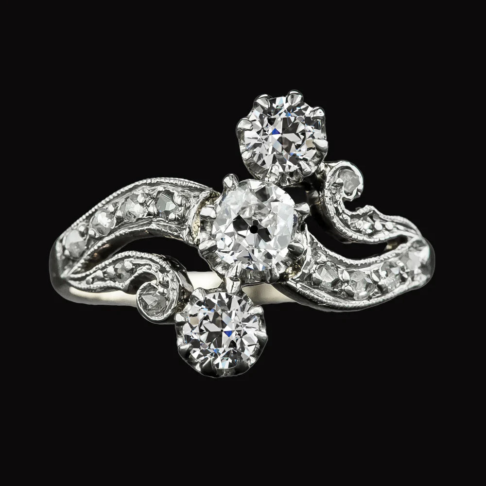 Art Nouveau Jewelry New Round Old Miner Diamond Ring Split Shank
