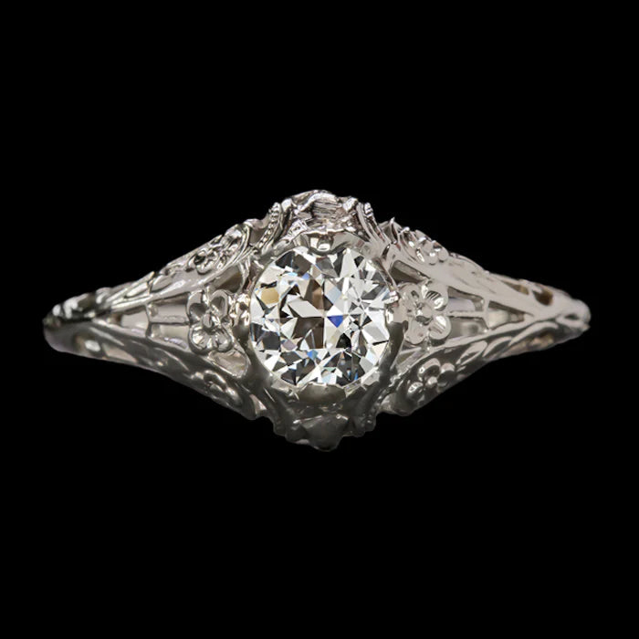 Art Nouveau Jewelry New Solitaire Ring Old Mine Cut Round Diamond