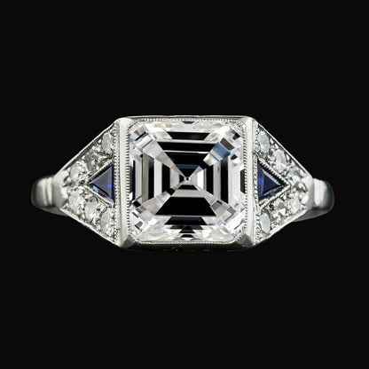 Diamond Sapphire Old Miner Gemstone Ring