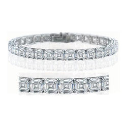 Asscher Cut Lab Grown Diamond Gorgeous Tennis Bracelet 48 Carats Gold Jewelry