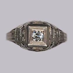 Engagement Solitaire Round Natural Earth Mined Diamond Ring Old European 0.50 Carats