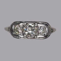 Three Stone Wedding Ring Old Cut Round Natural Earth Mined Diamonds 2 Carats