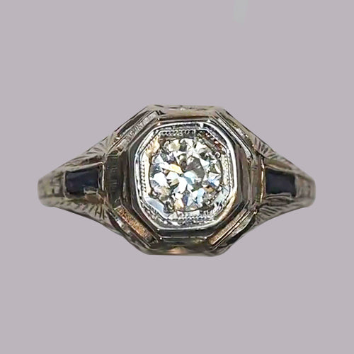 Stone Round Old Miner Diamond Ring