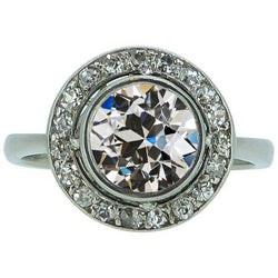 4 Carats Halo Anniversary Ring Old Cut Round Natural Earth Mined Diamond Bezel Set