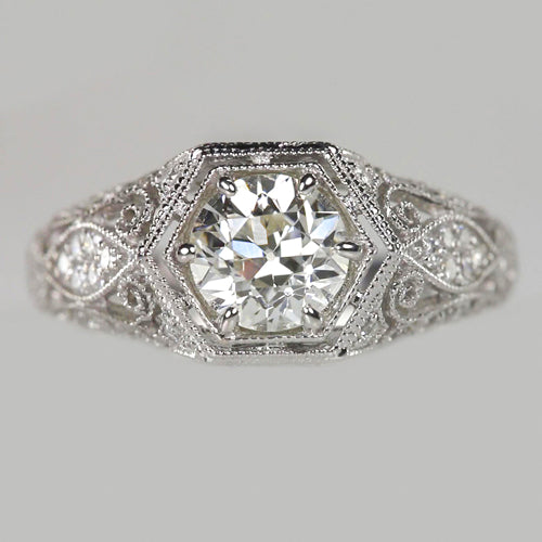 Anniversary Ring Old Miner Round Diamond Milgrain Shank