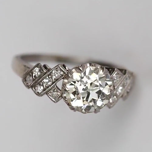 Round Old Miner Diamond Ring Split Shank