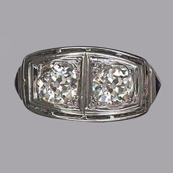 Women’s Halo Round Old Mine Cut Natural Earth Mined Diamond Ring 2 Carats Gold 14K