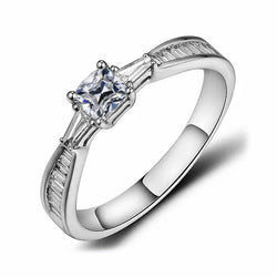 Baguette & Cushion Old Mine Cut Genuine Natural Earth Mined Diamond Ring White Gold 2.50 Carats