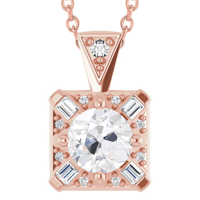 Old Miner Cut Diamond Pendant Jewelry Rose Gold