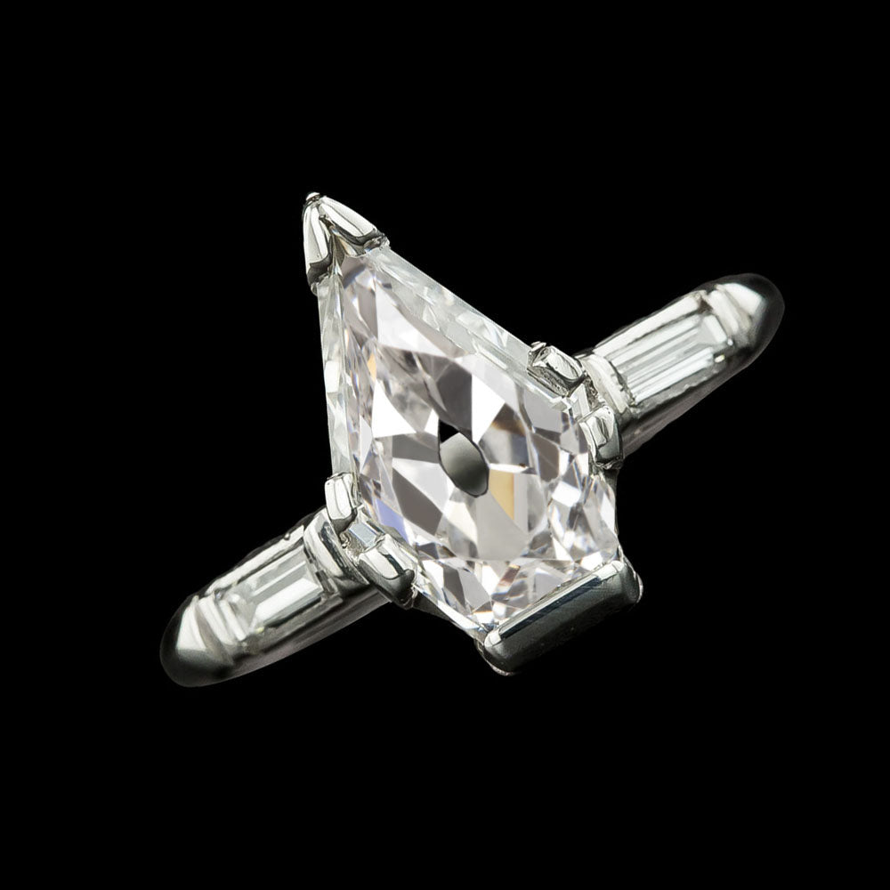 Baguette & Pear Old Miner Special Cut Diamond 3 Stone Ring