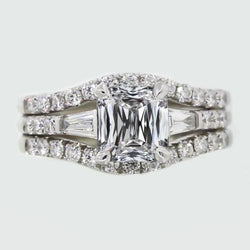 Baguette & Princess Diamond Engagement Ring Set 4.75 Carats Gold 14K