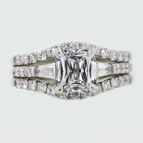 Baguette & Princess Diamond Engagement Ring Set 