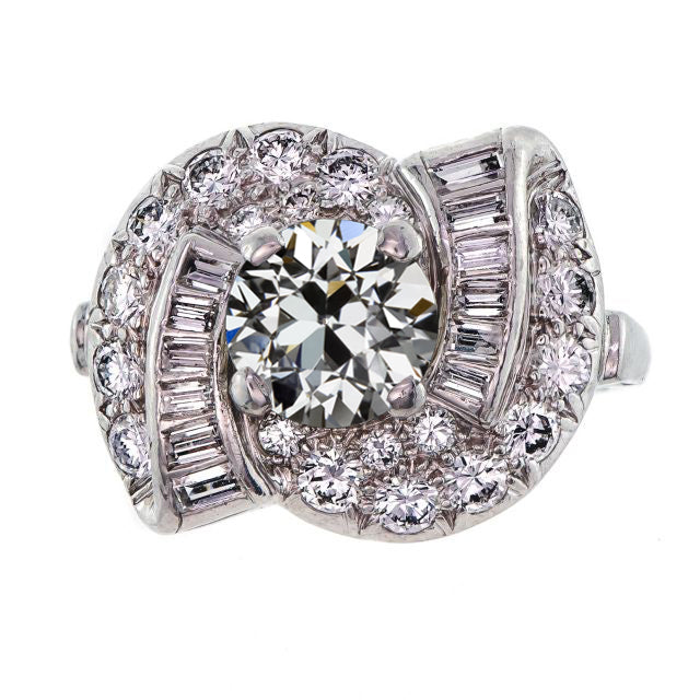 Woman's Anniversary White Shinny  Old Miner Cut Diamond Fancy Ring