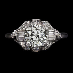 Baguette & Round Old Miner Real Natural Earth Mined Diamond Ring Vintage Style 4 Carats