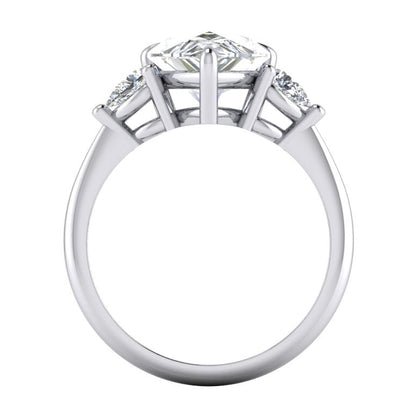 3 Stone Pear Engagement Ring 3.30 Ct. White Gold 14K