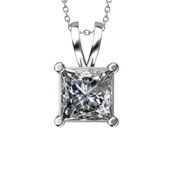 Beautiful Princess Cut Diamond Necklace Pendant Gold Jewelry 1.5 Ct