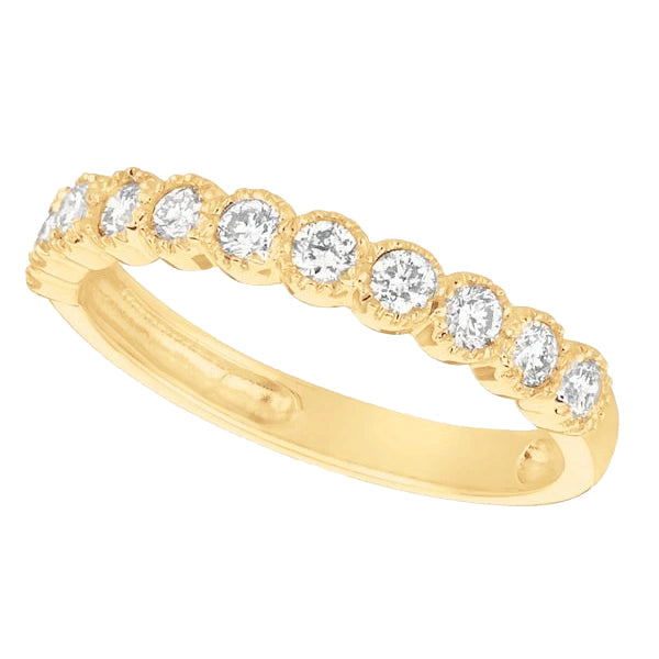 Bernish Setting 0.50 Carat Round Natural Earth Mined Diamond Anniversary Band Gold