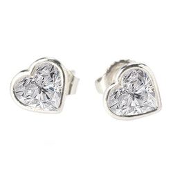 Heart Diamond Bezel Stud Earrings 1.50 Carats