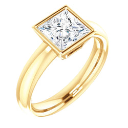 Bezel Set 2 Ct. Princess Diamond Solitaire Ring Yellow Gold 14K