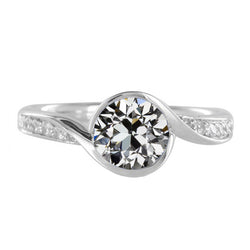 2 Carats Bezel Set Old Cut Solitaire Mined Diamond Anniversary Ring